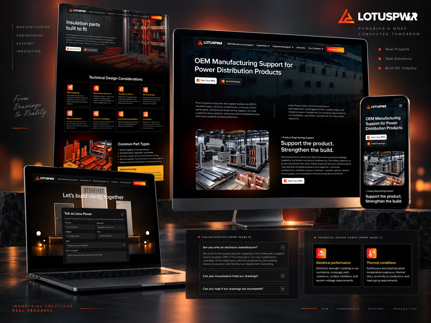 Lotus Power industrial website mockup, view 2