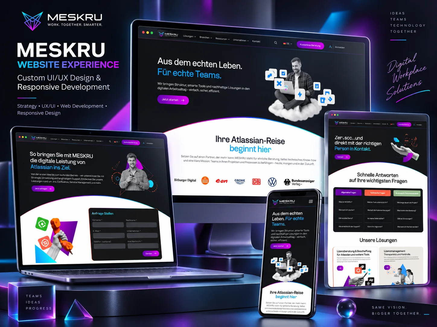 MESKRU Atlassian consulting website mockup, view 2