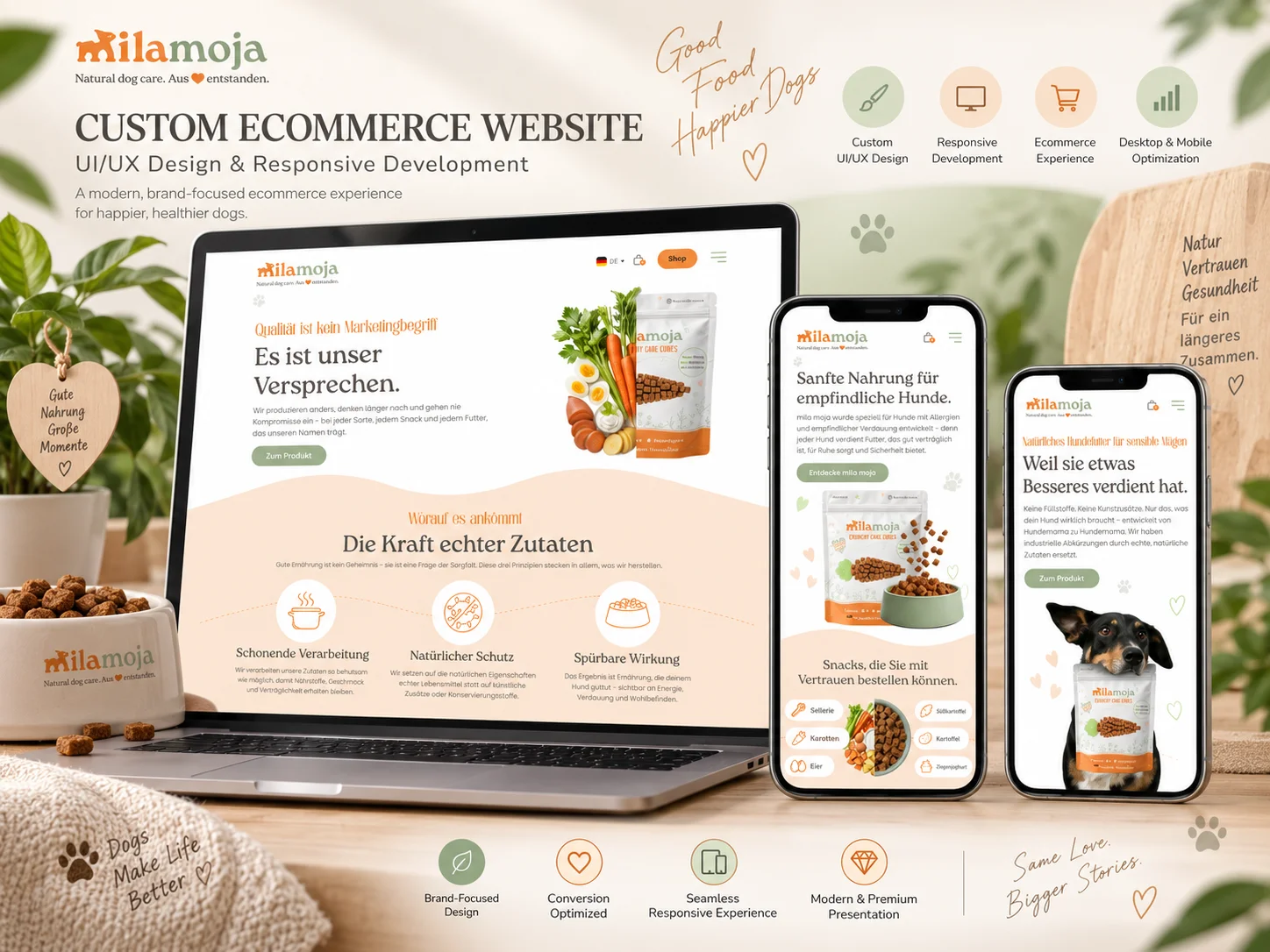 Milamoja natural dog care ecommerce mockup, view 2
